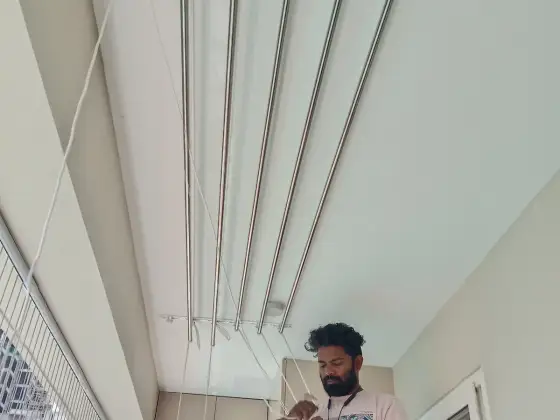 Ceiling cloth hanger fitted on an apartment balcony in Perungudi, Chennai (finished installation)