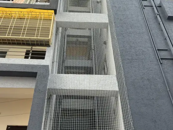 Safety net covering an apartment duct area in Chetpet, Chennai (finished installation)